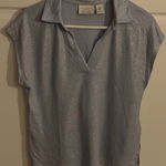 Calypso St. Barth Women's Blue Linen Lyocell Blend V Neck Short Sleeve Top Size L Photo 0