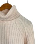 ZARA Cream Light Pink Wool Alpaca Blend Ribbed Knit Turtleneck Sweater Medium Photo 4