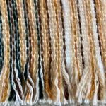 Woven fringed fuzzy throw shawl soft cream brown large rectangular wrap Photo 1