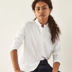 ADAY  Something Borrowed White Button Down Long Sleeve Mock Neck Shirt Size XS Photo 2