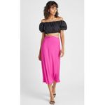 Farm Rio  Strap Detail Satin Finish Midi Skirt, Pink, Small Photo 1