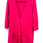 Sejour Size 1X‎ Sweater Red Short Sleeve Button Up Front Pockets Summer Coverup Photo 0