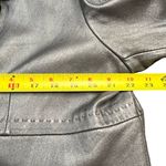 Chicos Womens Metallic Genuine Leather Jacket Size XL Silver Maximalist Mob Wife Photo 4