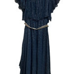 Anthropologie Verb Pallavi Singhee off shoulder blue metallic maxi dress S Photo 0