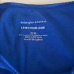 Christopher & Banks Satin Trim Crewneck Long Sleeve TShirt Blue Size Medium P Photo 4