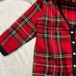 Cambridge Dry Goods Red Plaid Cardigan with Black Accents Size M Photo 2