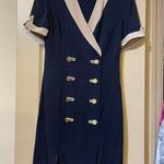 Danny & Nicole Navy Blue Vintage 90s Short Sleeve Dress Photo 0