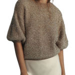 Anthropologie The Violette Short-Sleeve Tinsel Sweater by Maeve in honey S Photo 0