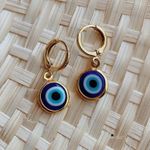 Jewelry by Lyra Evil Eye Huggy Hoop Earrings 14k Gold Photo 0