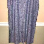 C&C California Women’s Linen Blend Blue Mother of Pearl Button-Up Maxi Dress Photo 2