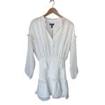 AQUA  White With Gold Foil Polka Dots Ruffled Mini Dress Photo 2