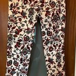 ZARA  Basic Solid Off White Pants w Blue/Red Floral Medium Photo 3