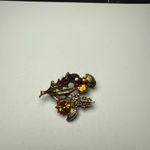Miracle Orange Rhinestone Scottish Thistle Brooch Pin Gold Tone Signed Photo 9