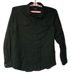 Structure Womens Fast Tac Long Sleeve Modern Fit Button up Shirt Black Size L/G Photo 0