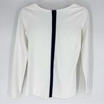L’Oeuf Poché Long Sleeve Tennis Shirt White with Navy Accent Stripe Size XS Photo 3