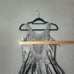 Jessica McClintock Womens Dress 12 Gray Pleated Bubble Skirt Metallic Formal Photo 6