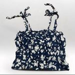 Saltwater Luxe Blouse Women's Medium Blue Floral Sleeveless Cropped Los Angeles Photo 0