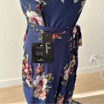 Lulus Always There For Me Navy Blue Floral Print Wrap Maxi Dress NWT | XS Photo 11