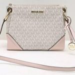 Michael Kors  Nicole Monogram Power Blush  Crossbody Triple Compartment Purse NWT Photo 0