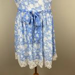 Disney Alice Mini Dress M Blue White Colleen Atwood A-Line Belted Floral Lace Photo 5