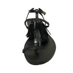 Forever 21 Black Tassel Cross Strap Sandals Size 9 Photo 2