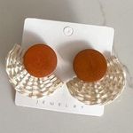 Brown Beige Round Rattan Lightweight Boho Earrings Photo 0