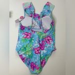 Stella Parker Ruffle Printed one piece bathing suit plus size 16 NWT Pink Photo 5