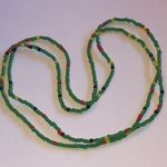 Colorful Boho Seed Bead Beaded Necklace with Green, Red, and Yellow Accents Green Photo 1