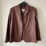 David Benjamin Cropped Leather Blazer Single Button Size 14 Brown Fall Fashion Photo 2