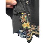 Citron Santa Monica Silk Linen Blouse with Black with dragon floral motif (S) Photo 5