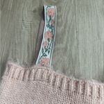 Mango NWT  MNG Knitted Sweater Crop Top with Floral Ribbon Strap | Pink | M Photo 2