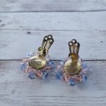Vintage Clip On Earrings Large Pastel Tone Pink & Blue Statement Photo 4