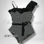 Torrid  Retro Chic Black Stripe Ruffle One-Piece Swimsuit Photo 2