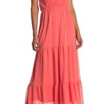 The Vanity Room NWT  X Nordstrom V Neck Strappy Tired Maxi Dress In Coral Photo 1