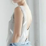 Callahan Knit Wear Low Back Sleeveless Dress Stretch Sweater Fabric Size Small Gray Photo 4