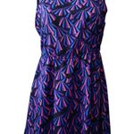 Zeroam pink purple blue black fan print high low dress size L Size L Photo 0
