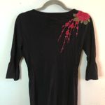 Johnny Was Dress Floral Roses Embroidered on Black Background Dress Sz XS GUC Photo 10