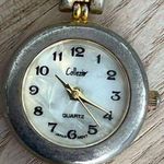 Collezier Ladies Watch Crystal Embellishments Gold Tone Bracelet Pearl Dial Photo 3