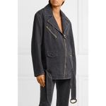 Nanushka Charcoal Black Cite Oversized Denim Belted Moto Biker Jacket Size XS Photo 1