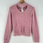 Planet Gold  Mauve Pink Soft Fluffy Cutout V Neck Long Sleeve‎ Sweater Photo 0