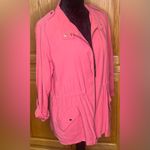 ZARA Front Zip Gold Snap Cinched Waist Military Utility Jacket Coral Pink Large Photo 7