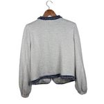 Liverpool  Los Angeles Small Collarless Tweed Jacket White‎ Blue Frayed Edge Photo 4