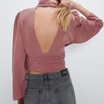 ZARA BACK NECKLINE CROP TOP Blouse Long Sleeves Size L NEW Photo 5