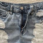 American Eagle  High Rise Distressed Denim Mom Shorts Comfort Stretch Waistband Photo 4
