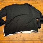 Womens Black White Chevron Cable Knit Sweater Long Sleeve Pullover Size L Size L Photo 2