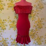 NWT valentine Off shoulders Bodycon midi dress Red size S Photo 1