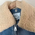 Sam Edelman Mesa High-Pile Fleece Collar Zip-Up Crop Denim Moto Jacket XS Photo 5