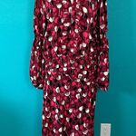 CAbi  Red Black Pink Long Sleeve Blouse & Midi A-Line Skirt Office Size 6 & M Photo 1