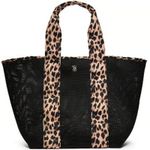 Victoria's Secret VS  Leopard Mesh Tote Top Zip Closure Bag Black NEW Photo 11