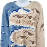 Vintage Design Options Seagull Beach Ocean Beaded Sequin Cardigan Sweater Top Tan Size XL Photo 3